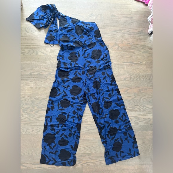 Kate Spade X Target Classic Rose One Shoulder Blue Black Jumpsuit size 6 8 - Picture 8 of 11